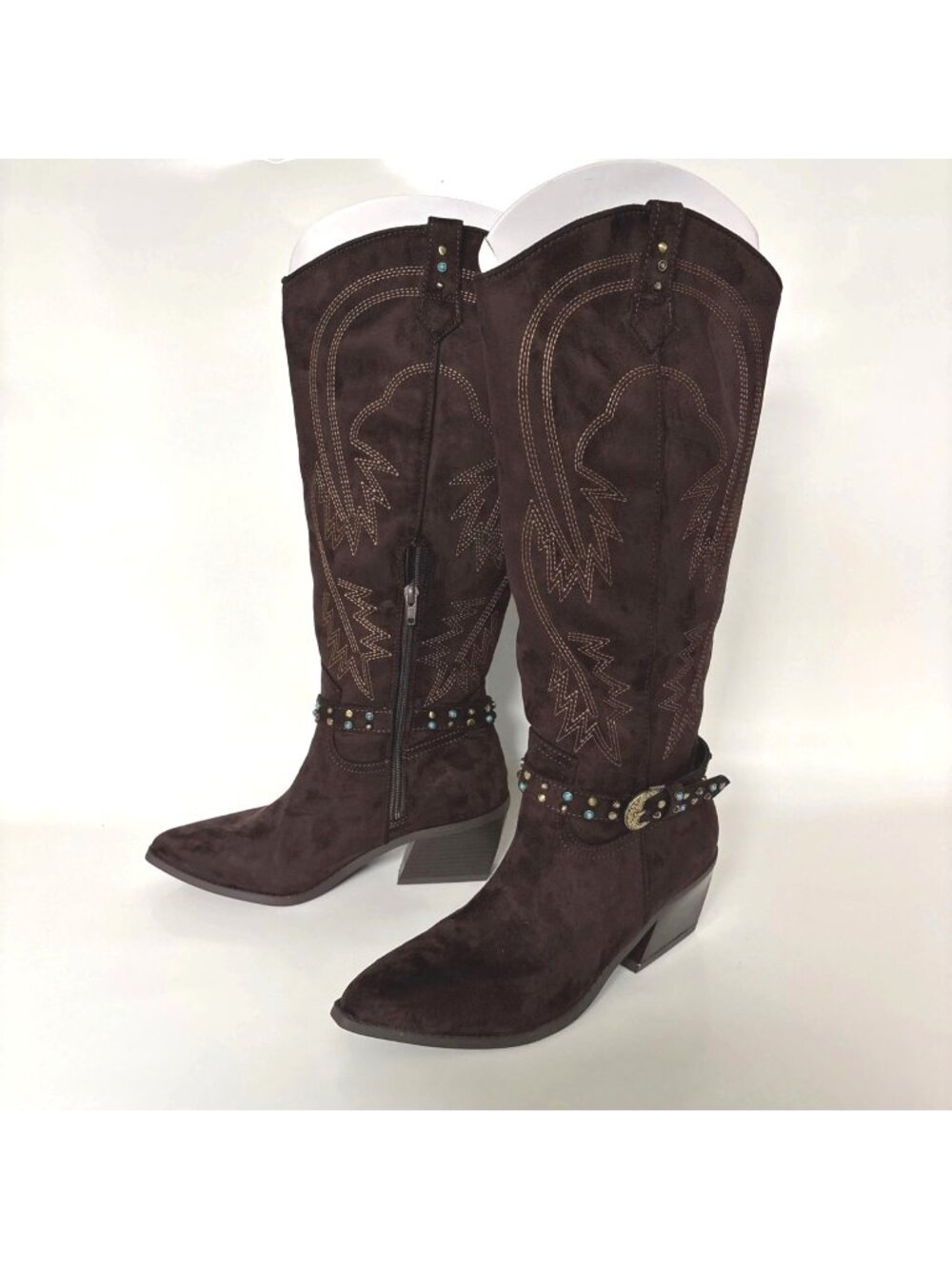 Madden NYC Womens Chocolate Faux Suede Boots Size 7 Boho Western Cowgirl NEW
